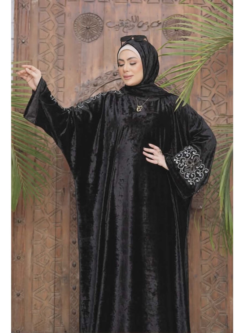 Women's prayer abaya with headscarf – Gulf style with a gorgeous pattern – very chic – black - Image 4